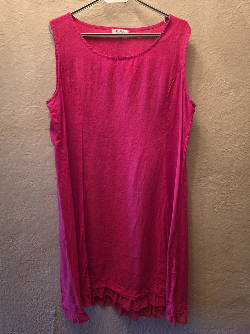 Allegra Masetti Firenze 100% Linen Hot Pink Tunic Dress XL Made in Italy
